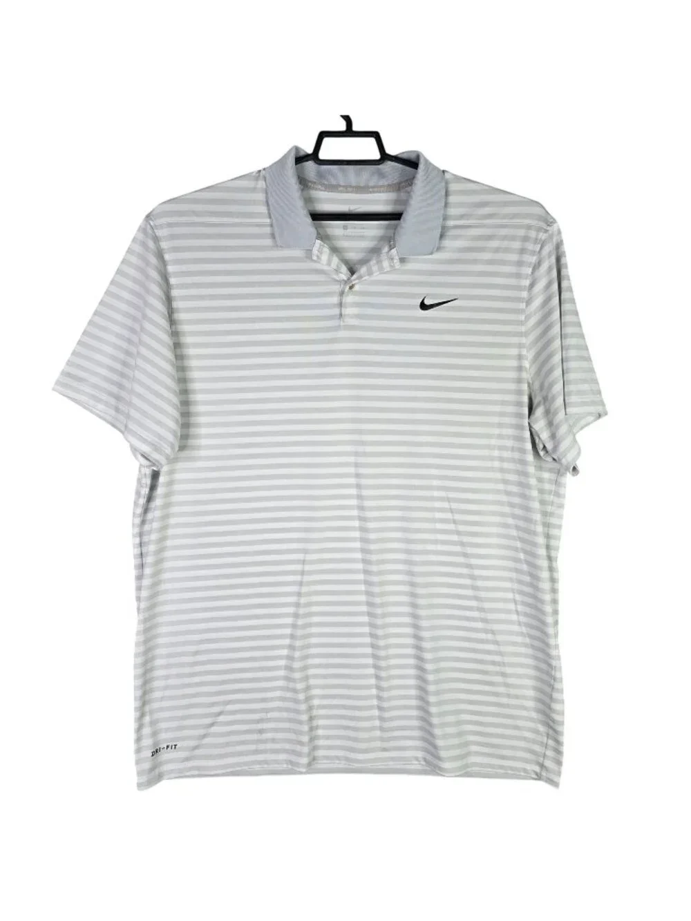 Mens Nike Golf Gray & White Striped Dri Fit Polo Shirt Short Sleeve Size XXL